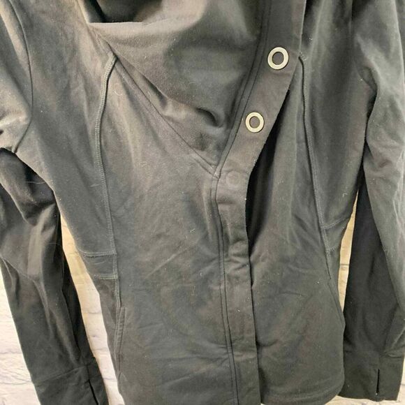Lucy Black Jacket Womens Small Asymmetric Button Neck Moto Style Athletic - Picture 4 of 8